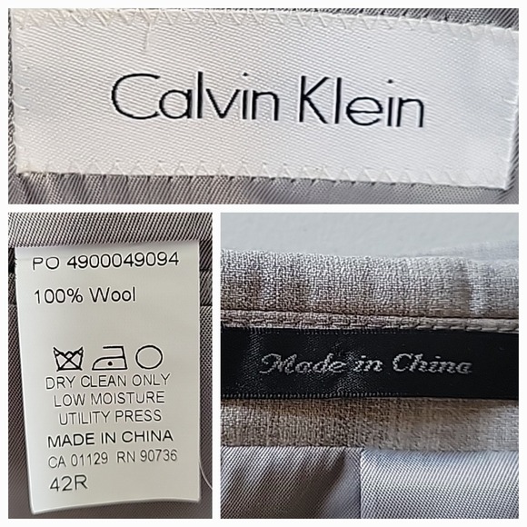 Calvin Klein Gray Wool Plaid Two Button Single Breasted Blazer Dual Vent Classic - Picture 14 of 15